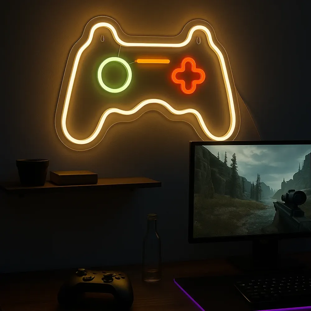 Joystick Neon Væglampe Hvid