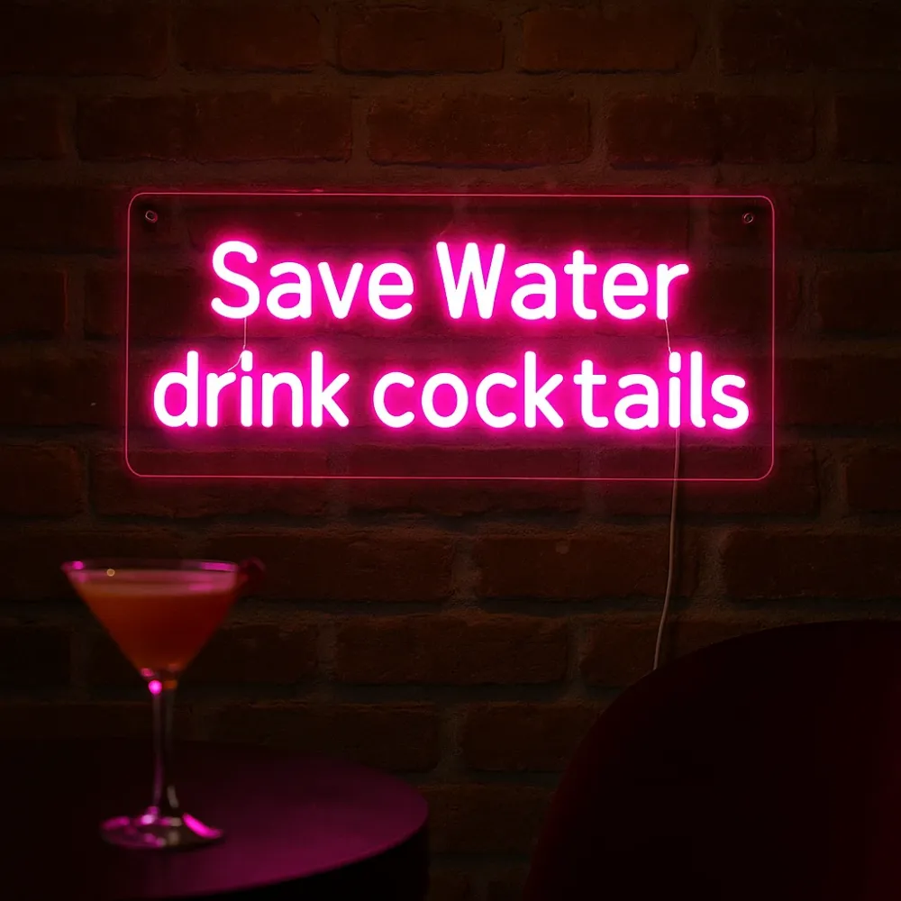 Save Water Drink Cocktails Neon Væglampe
