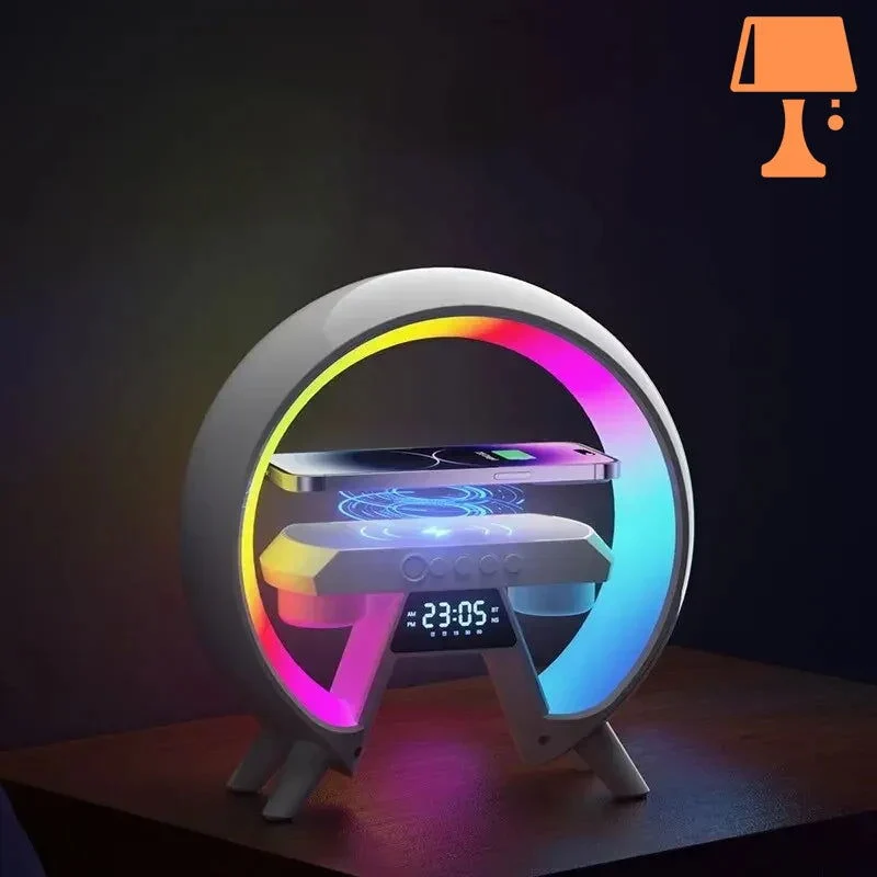 NovaBeam - Futuristisk LED-lampe med trådløs opladning og digitalt ur