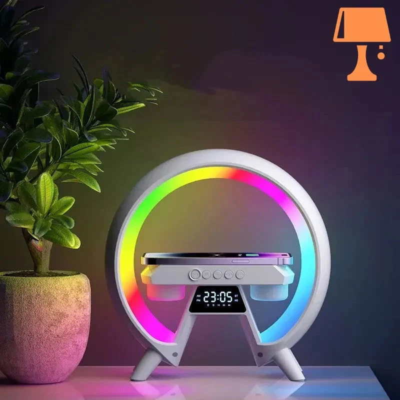 NovaBeam - Futuristisk LED-lampe med trådløs opladning og digitalt ur