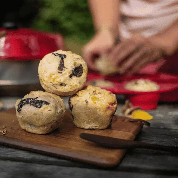 Omnia, Muffinform med 6 foldbare silikoneforme, inkl. 4 madopskrifter og 2 dessertopskrifter