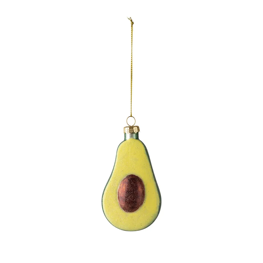 Avocado julekugle i glas 10 cm