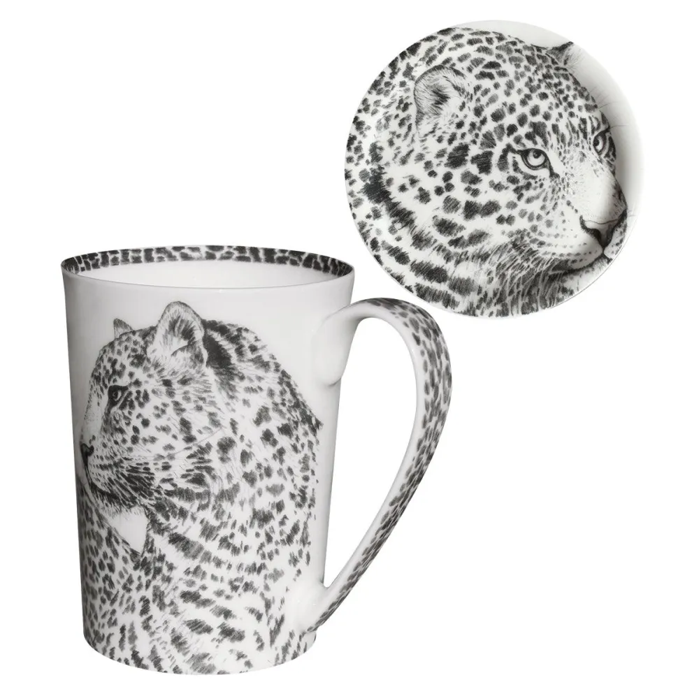 Taitù krus kop med låg leopard Wild Spirit fint porcelæn bona porcelæn 12-1-4-