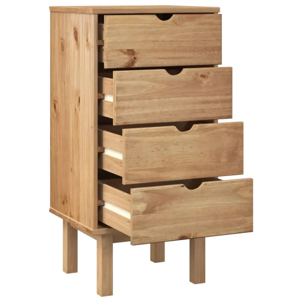 Kommode Otta 45X39X90 Cm Massivt Fyrretræ Brun