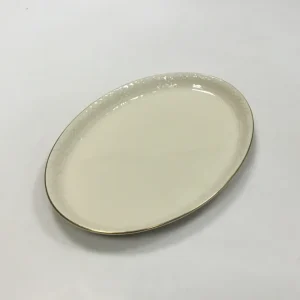 Royal Copenhagen Creme Svejfet med Guld (Stel 1235) Lille Ovalt fad No 1863