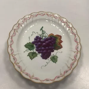 Royal Copenhagen Fuld Saksisk Blomst Privatmalet Ovalt Fad med Vindruer