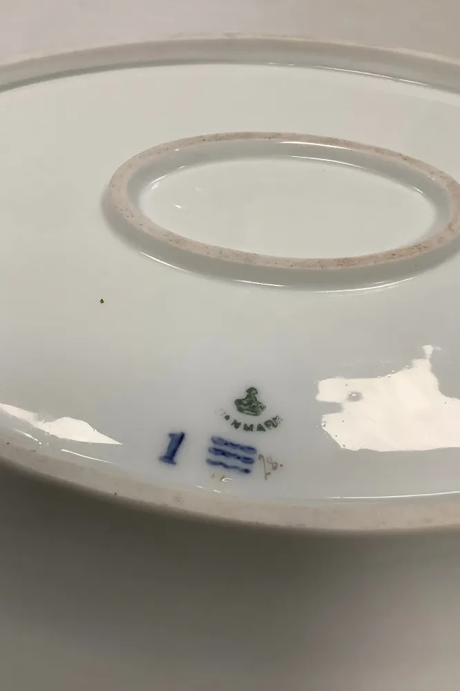 Royal Copenhagen Stel No 93 Hvid Halvblonde m. Blomster og Guldkant Ovalt Fad