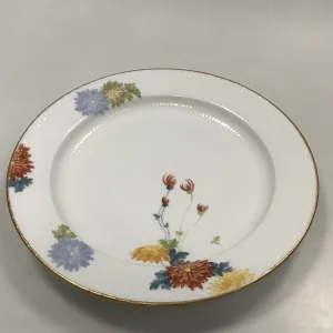 Royal Copenhagen Stel No 93 Hvid Halvblonde m. Blomster og Guldkant Rundt Servingsfad 32,3cm / 12.72 inch
