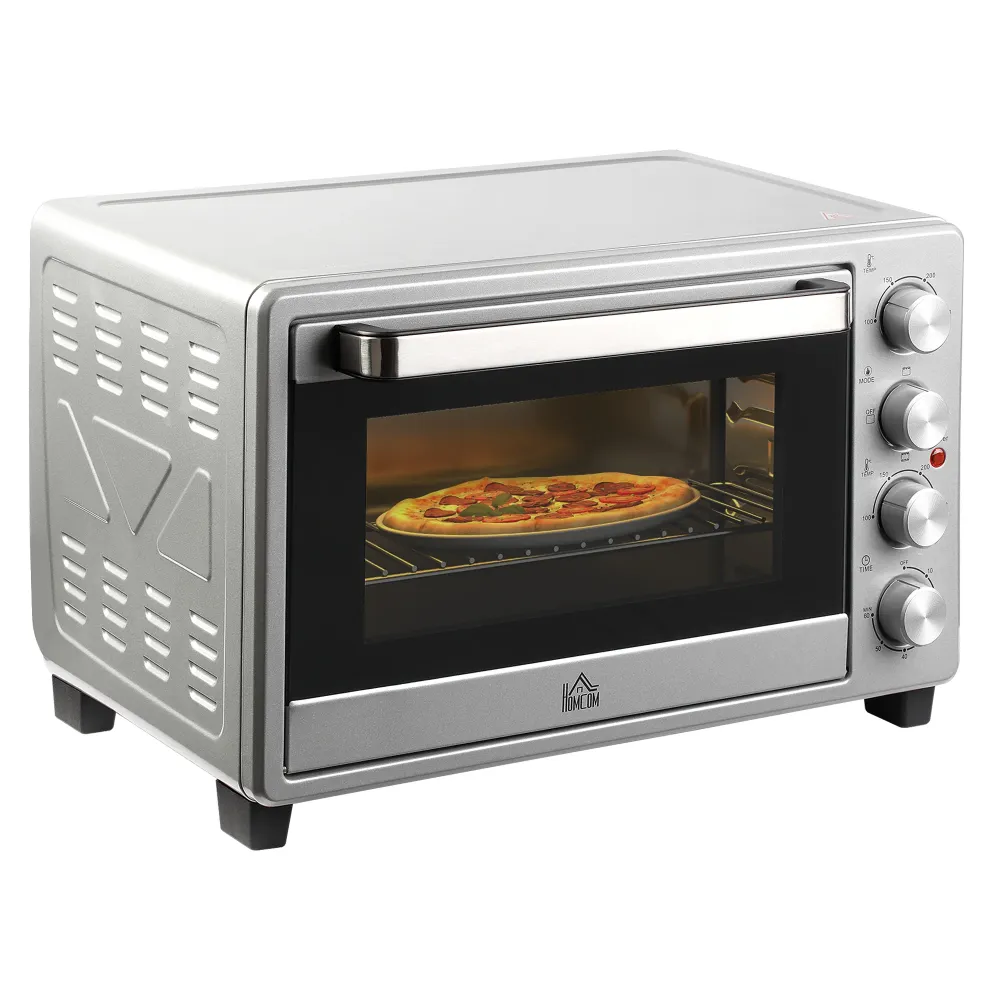Miniovn 32l 100°c-230°c 1600 w miniovn med bageplade krummebakke grillrist og 3 tilberedningstilstande pizzaovn med timer...