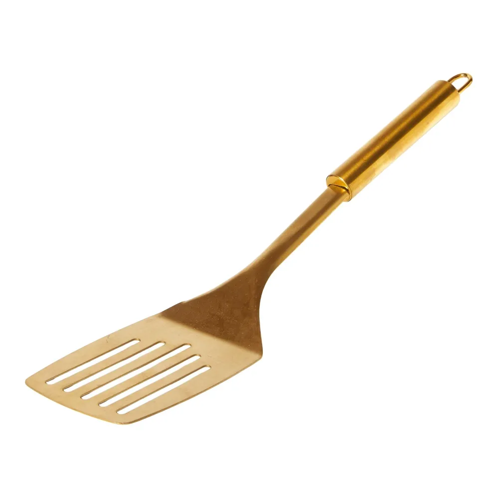Palet med hul - guldfarvet 33,5 cm rustfri stål