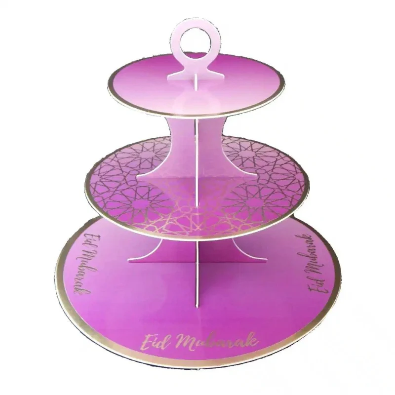 EID Mubarak plum og guld cupcake stativ, 1 stk.