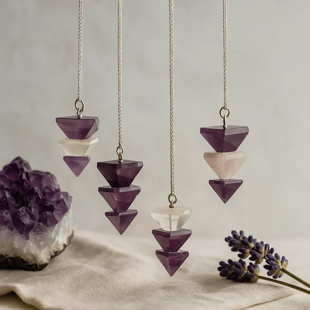 Krystal Pendul Pyramide, Blandede Ædelsten