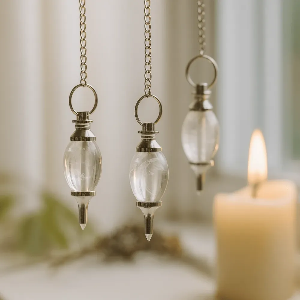 Kvarts Krystal Pendul Lingam Formet
