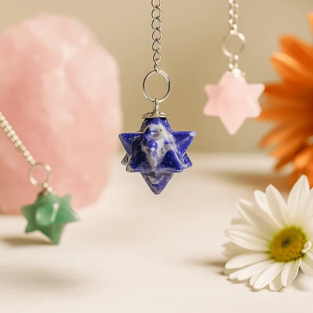 Merkaba Stjerne Krystal Pendul, Blandede Ædelstene