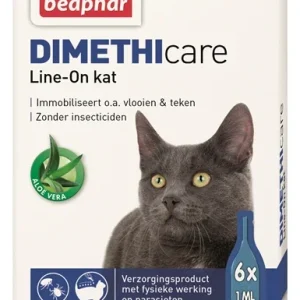 Beaphar DIMETHIcare Line-On Cat – 6 pipetter - Naturligt og fysisk effektivt plejeprodukt