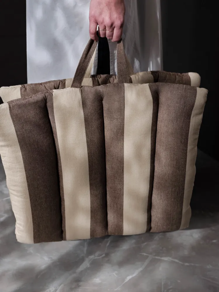Organic Cotton Strand Folding Mat - Carob Brown/Parchment