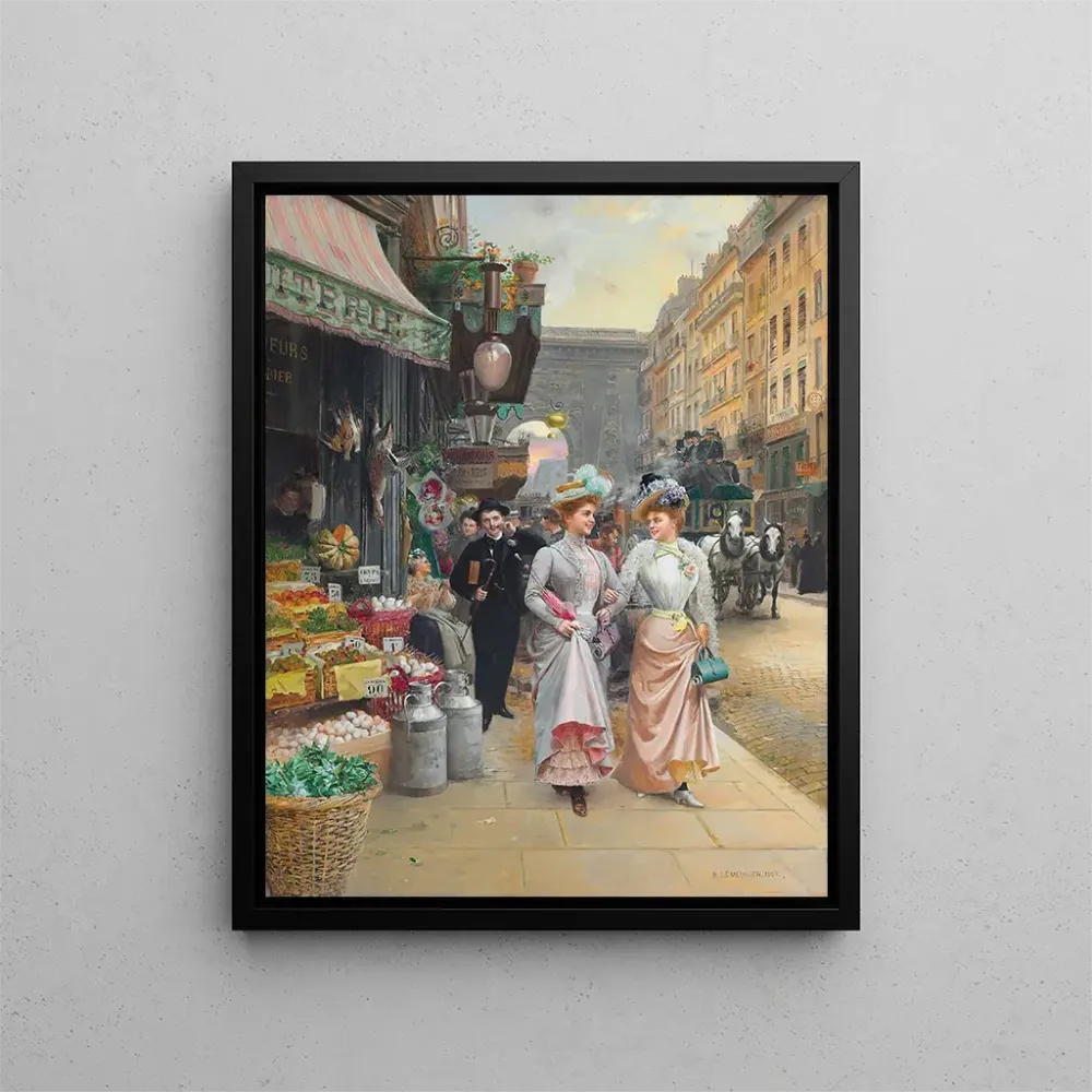 Elegant promenade-maleri - Basile Lemeunier | Kunsttryk