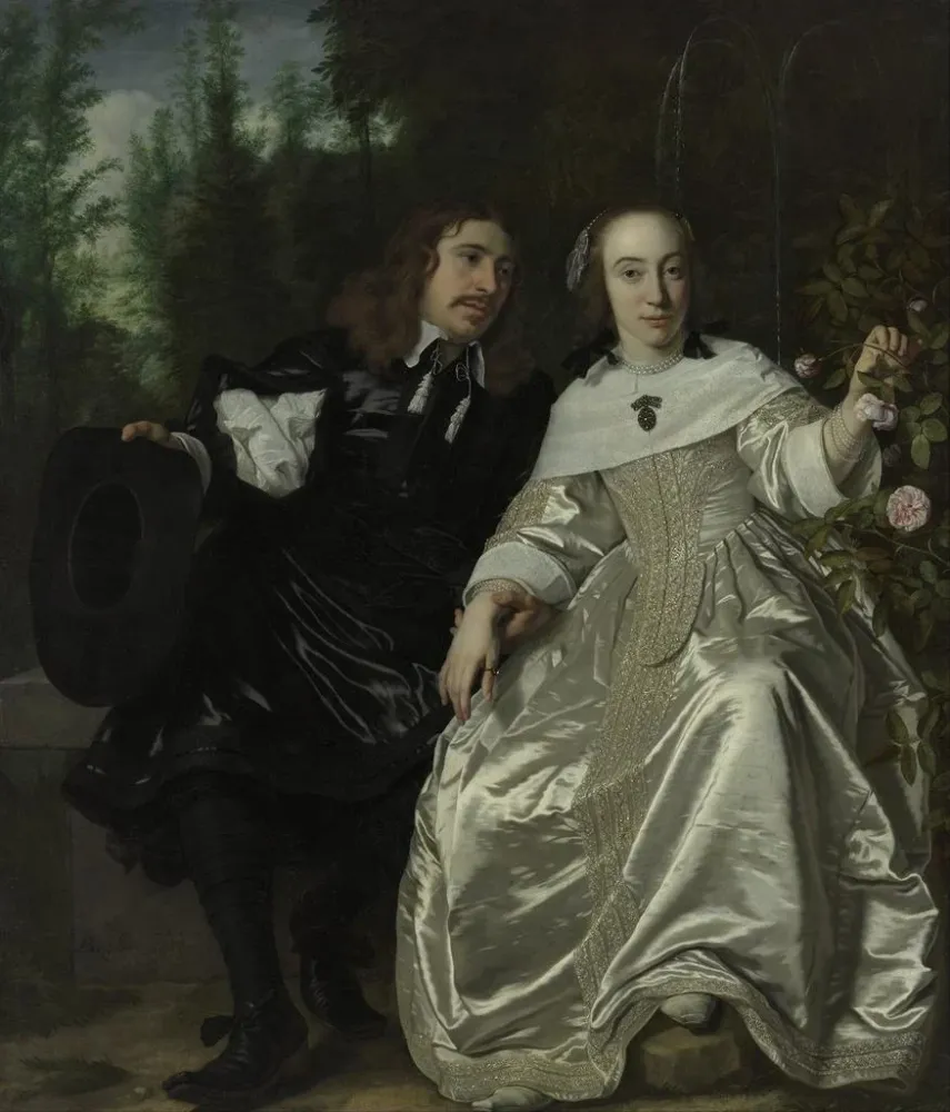 Kunsttryk af Abraham del Court og hans hustru Maria de Kaersgieter - Bartholomeus van der Helst | Kunsttryk