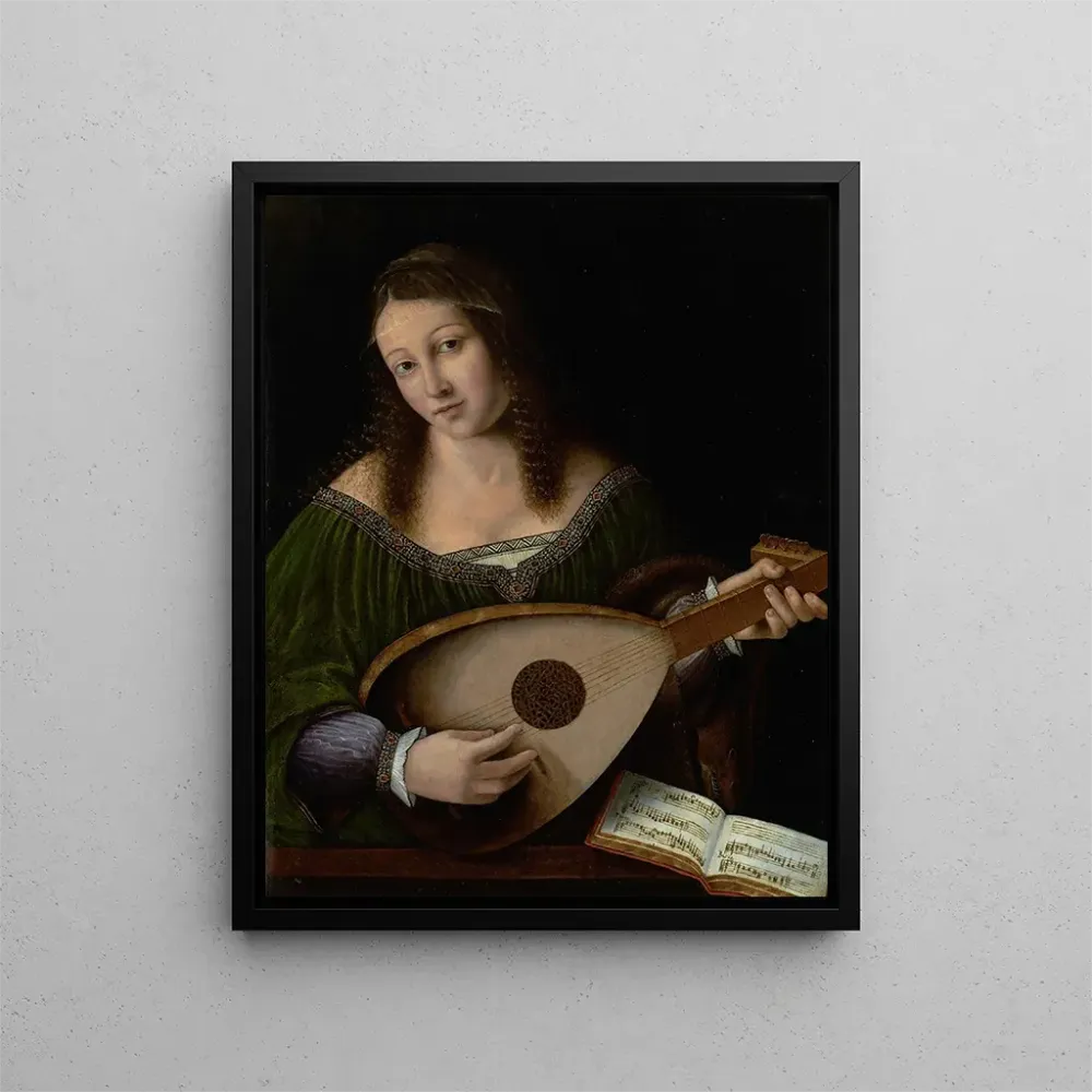 Kunsttryk Dame, der spiller lut - Bartolomeo Veneto | Kunsttryk