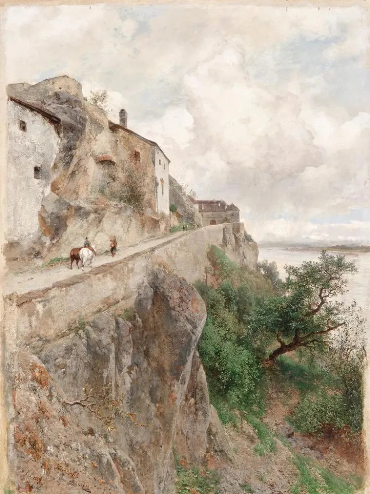 Kunsttryk Dürnstein-maleri, på vej mod slottet - Eduard Peithner von Lichtenfels | Kunsttryk