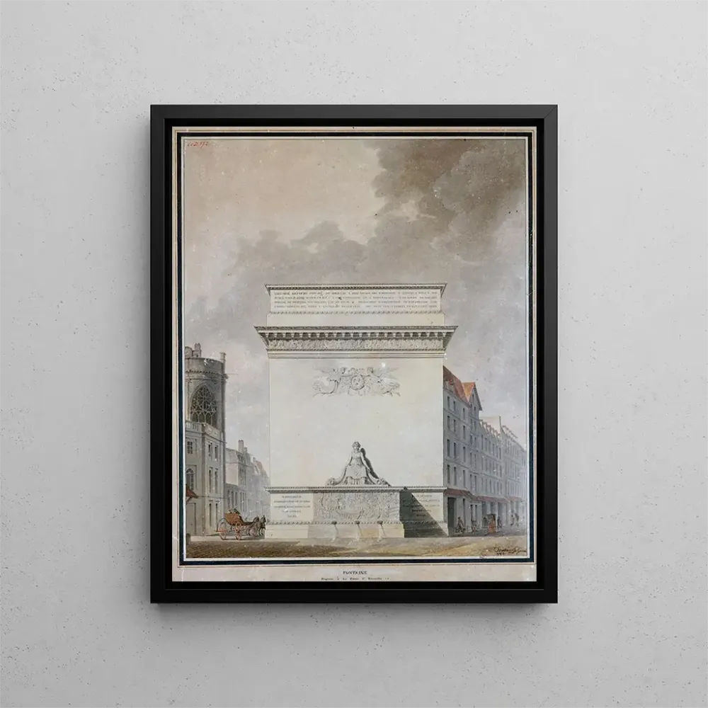 Kunsttryk af Fontaineprojekt ved Pointe Saint - Eustache - Étienne - Louis Boullée