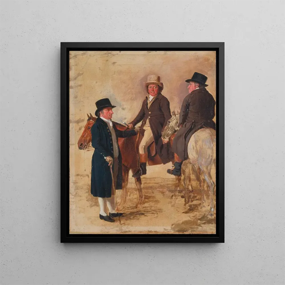 Kunsttryk John Hilton, dommer i løbet på Newmarket, John Fuller, løbsdirektør og John Stevens - Benjamin Marshall