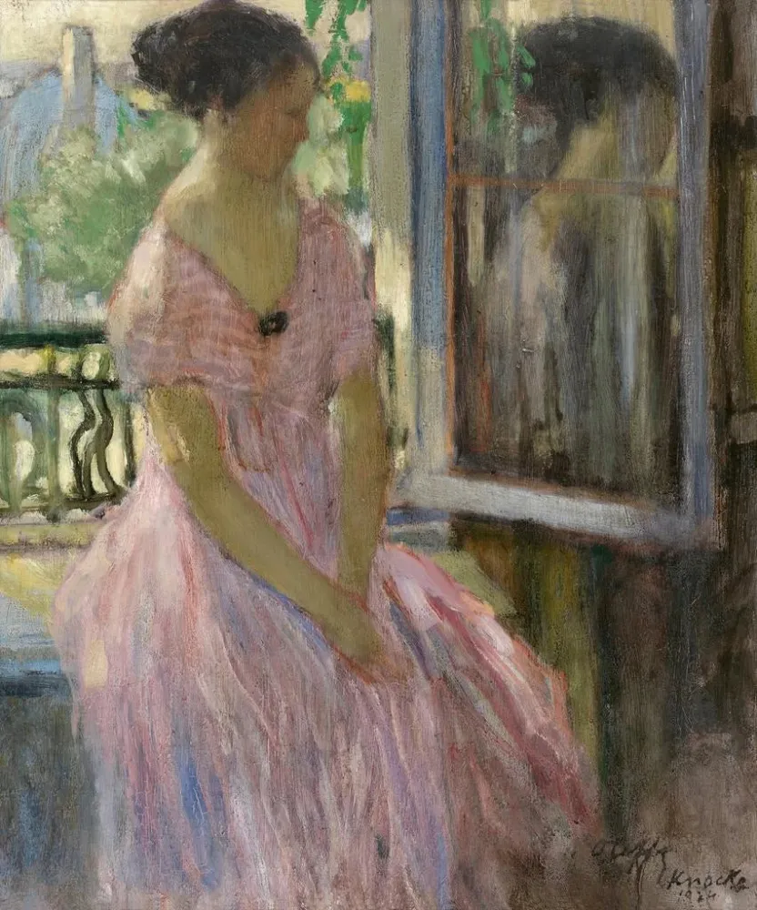 Kunsttryk Kvinde ved vinduet - Auguste Oleffe | Kunsttryk