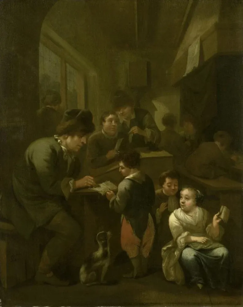 Kunsttryk af maleri Le maître d'école - Bernardus van Schijndel | Kunsttryk