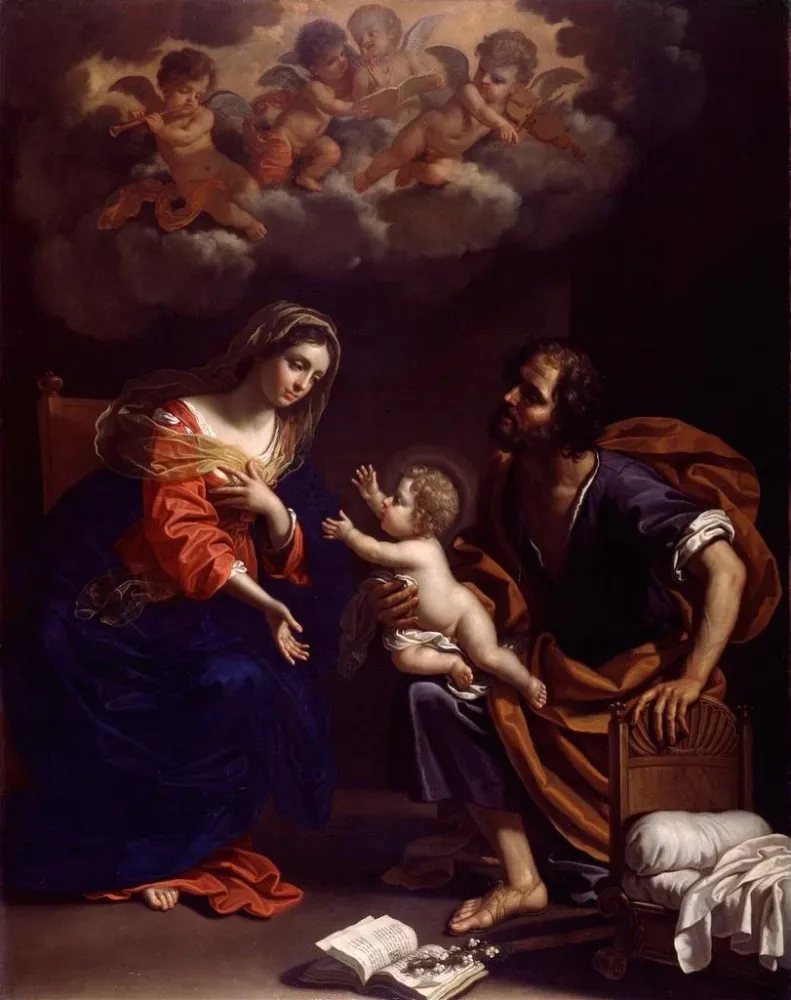 Kunsttryk af maleri La Sainte Famille - Benedetto Gennari le Jeune