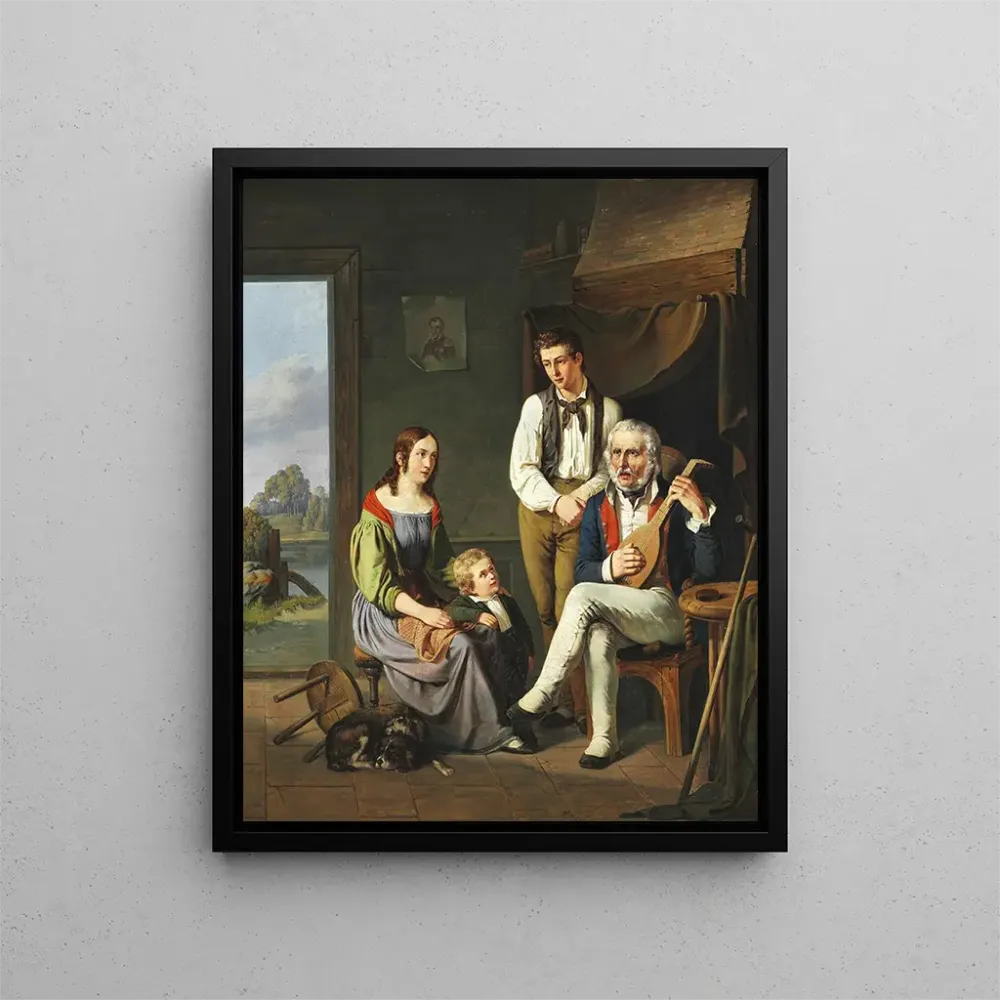 Kunsttryk En mand er kommet hjem fortæller om sin rejse - August Thomsen | Kunsttryk