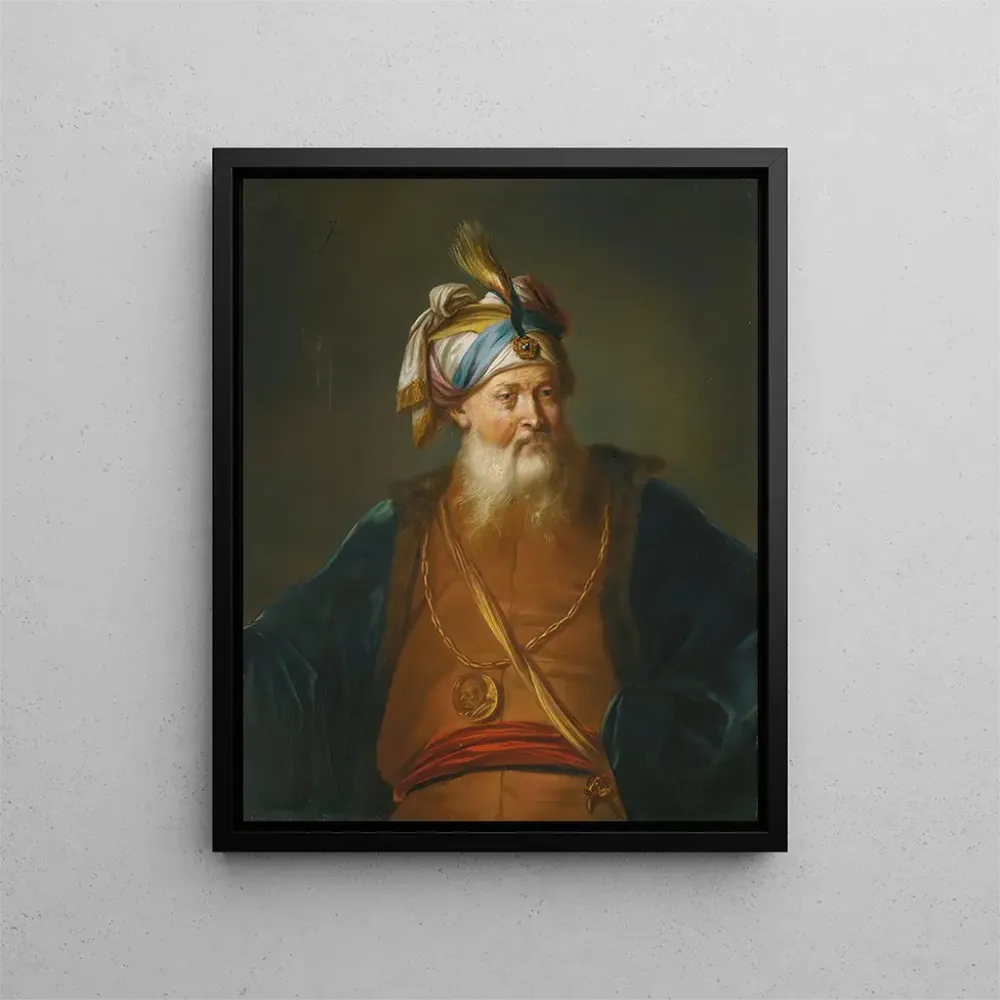 Kunsttryk En mand med turban i orientalsk påklædning - Balthasar Beschey | Kunsttryk
