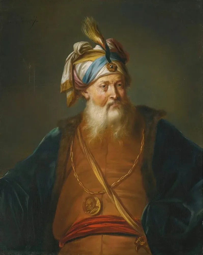 Kunsttryk En mand med turban i orientalsk påklædning - Balthasar Beschey | Kunsttryk