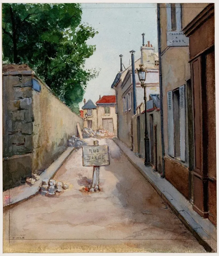 Kunsttryk af Rue Olivier de Serres taget fra rue Marmontel, Vaugirard, 2. sektion - F. Sguin