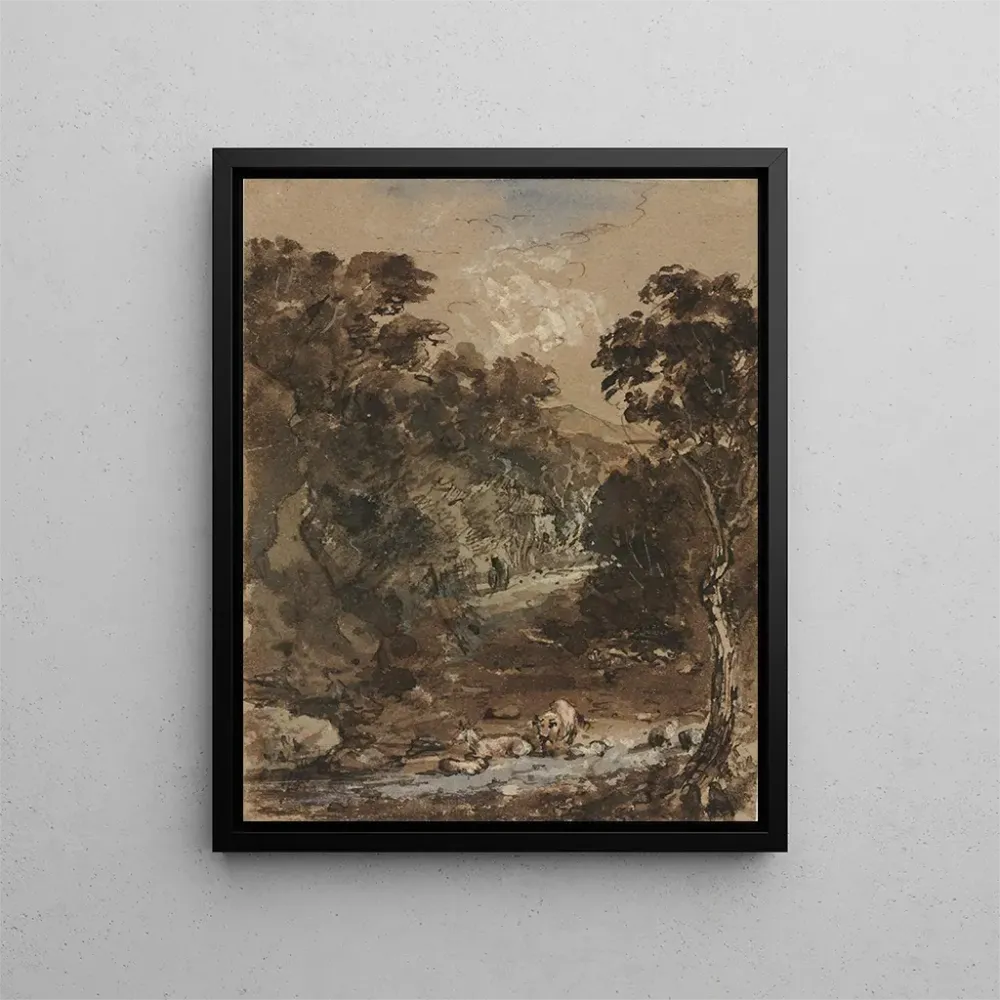 Landsskabsmaleri med dyr fra gården - Benjamin Barker | Kunsttryk Source: Tableau Paysage avec animaux de la ferme - Benja...