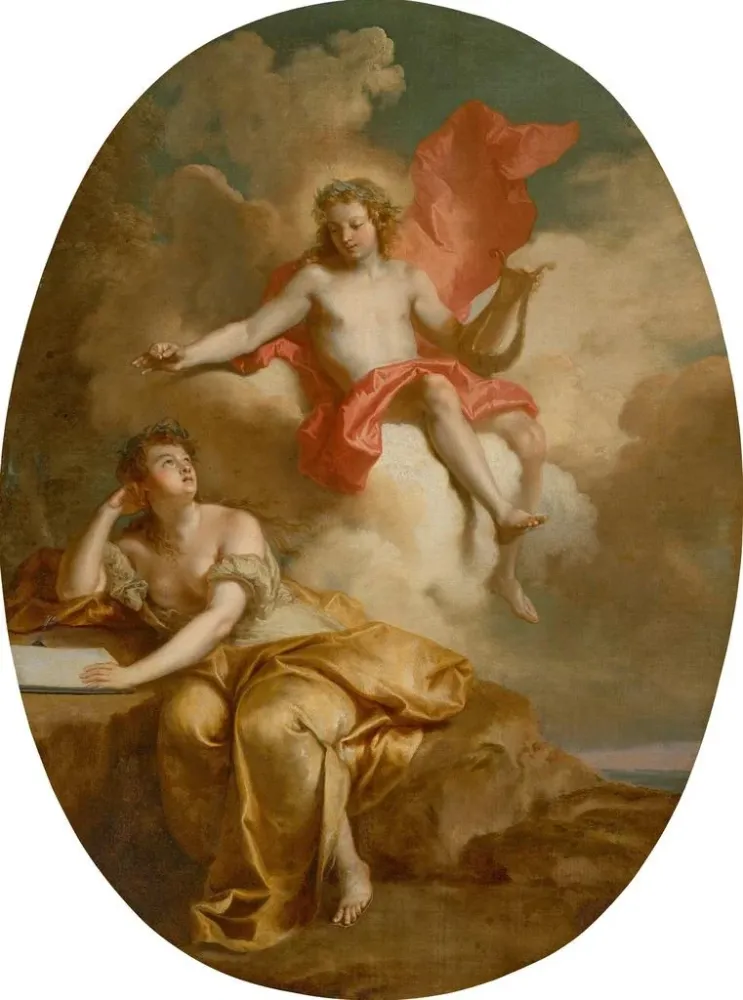 Maleri Apollon og en muse - Auger Lucas | Kunsttryk Source: Tableau Apollon et une muse - Auger Lucas | Reproduction