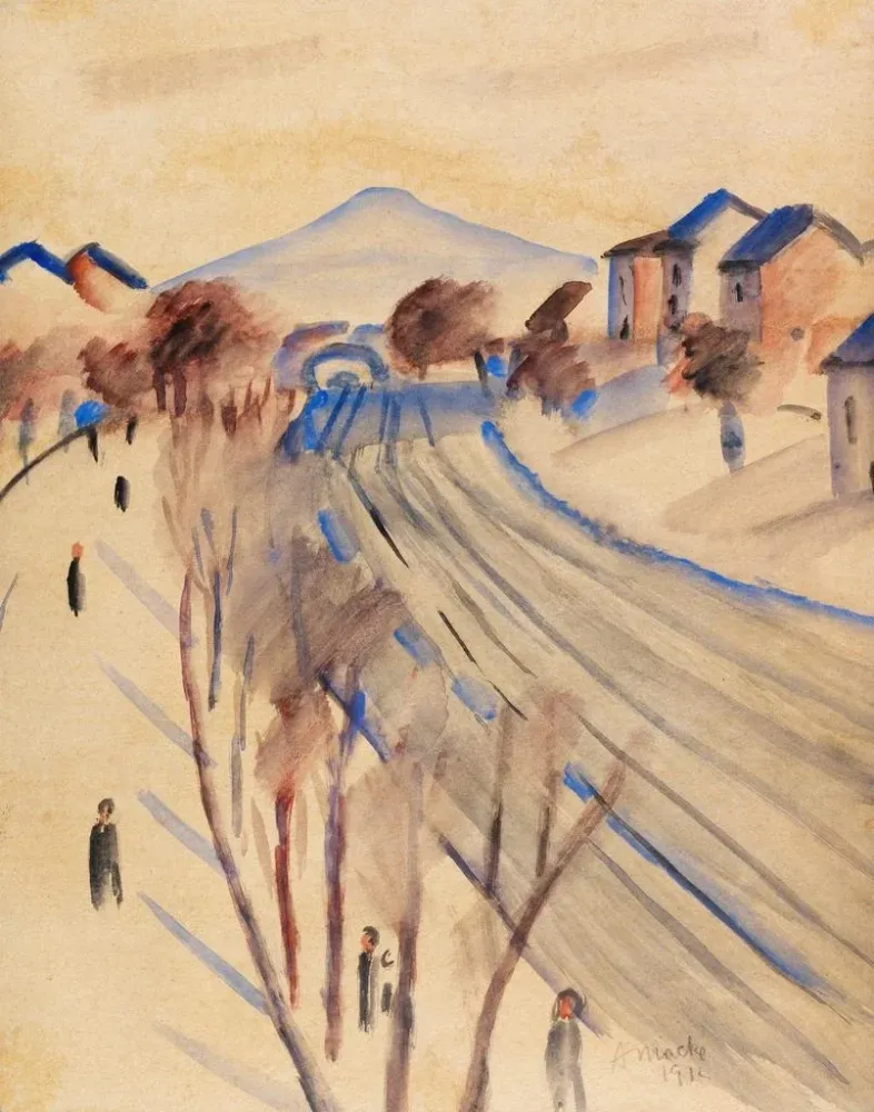 Maleri Berg med jernbanespor II - August Macke | Kunsttryk