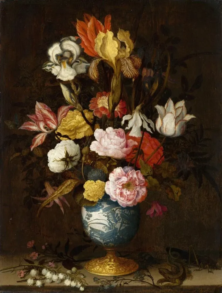 Maleri af blomster i en vase Wan-Li - Balthasar van der Ast | Kunsttryk
