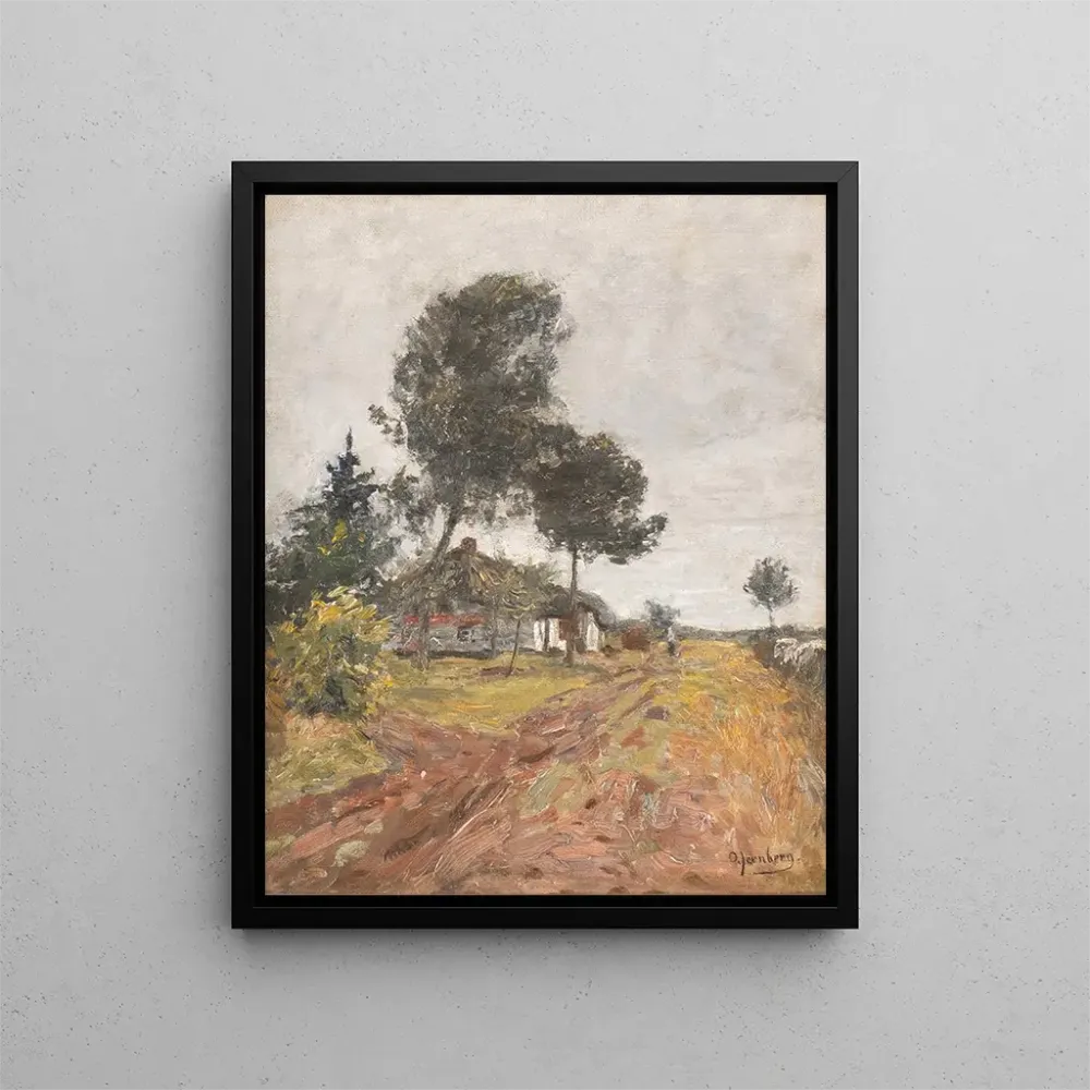 Maleri Chalet ved vejkanten - August Jernberg | Kunsttryk