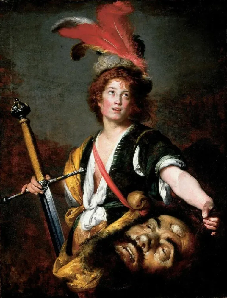 Maleri David med Goliaths hoved - Bernardo Strozzi | Kunsttryk