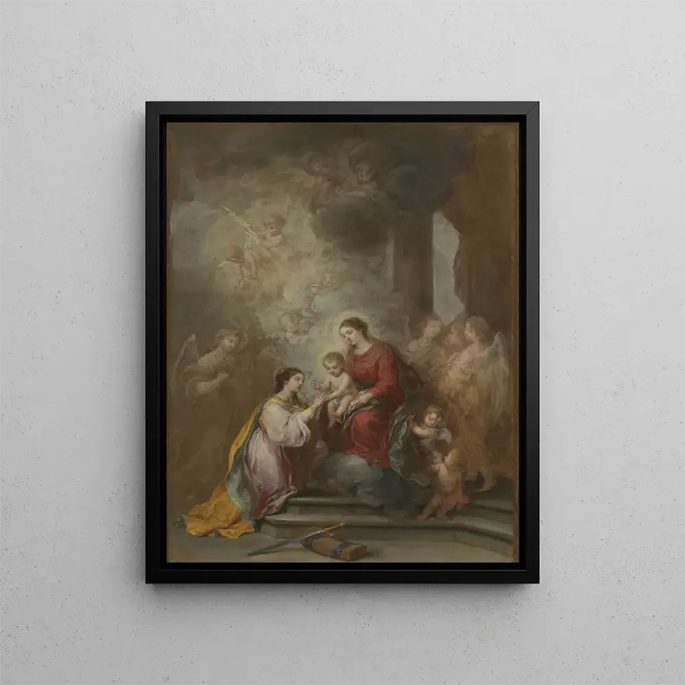 Maleri Den mystiske ægteskab af Sankt Katharina - Bartolomé Esteban Murillo | Kunsttryk