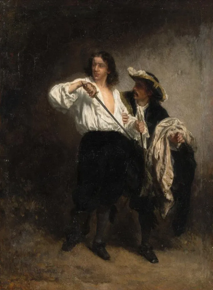 Maleri Efter duel - August von Pettenkofen | Kunsttryk