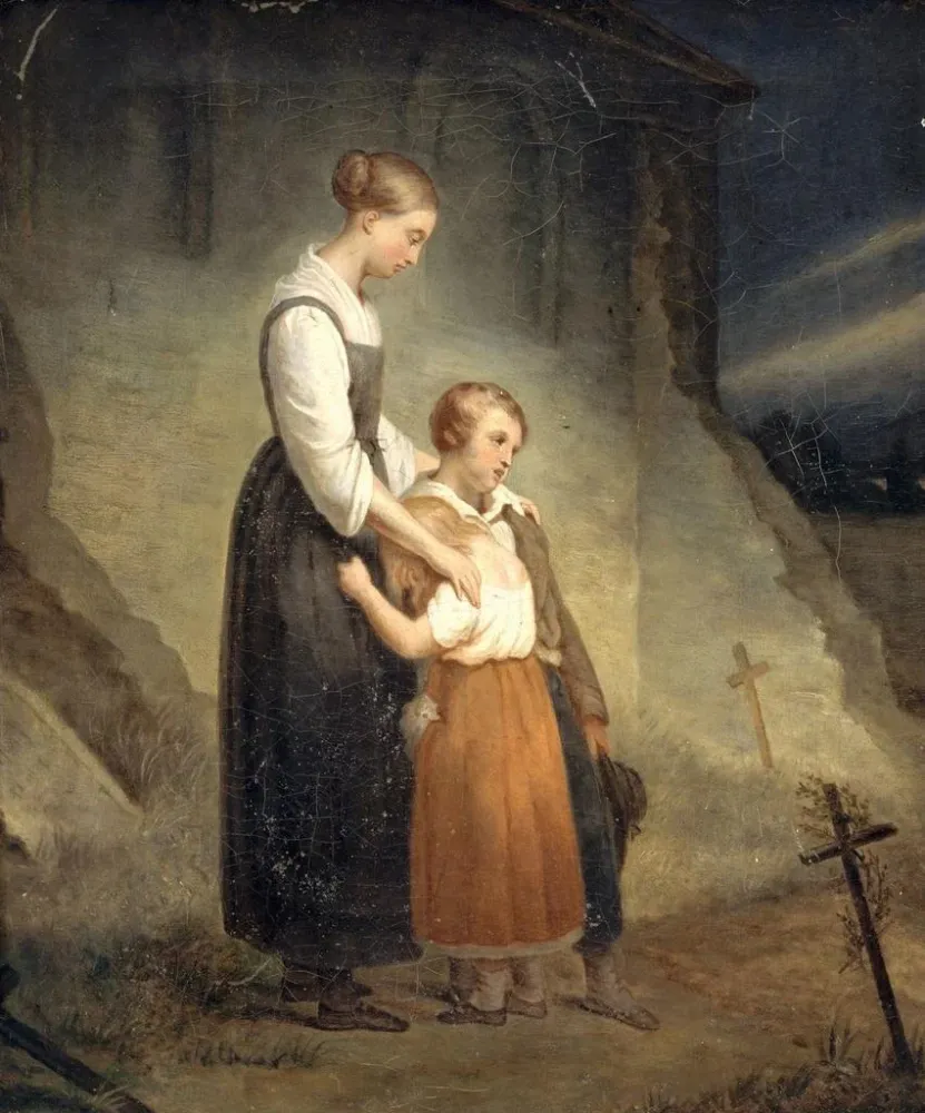Maleri De ældreløse - Ary Scheffer | Kunsttryk