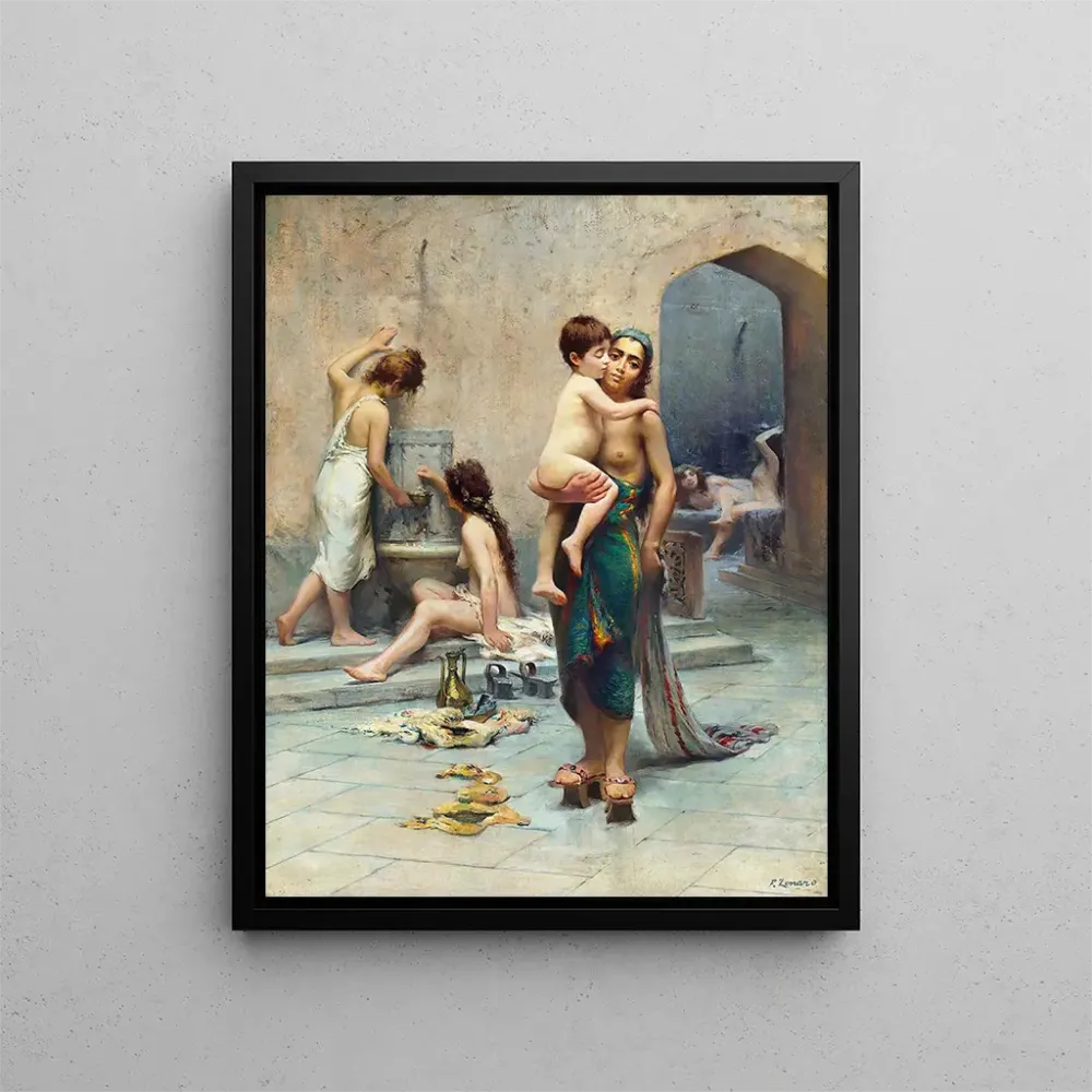 Maleri Hamam, badet - Fausto Zonaro | Kunsttryk