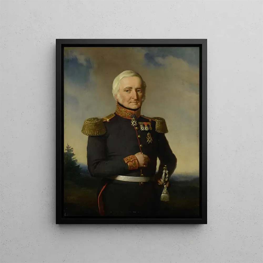 Maleri Huibert Gerard Baron Nahuys van Burgst 1782-1858 Medlem af de hollandske Indienraad i uniform som generalmajor - Ba...