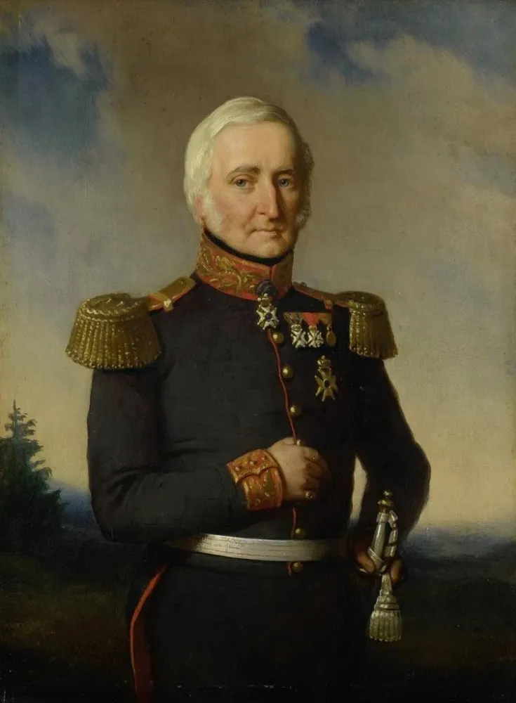 Maleri Huibert Gerard Baron Nahuys van Burgst 1782-1858 Medlem af de hollandske Indienraad i uniform som generalmajor - Ba...