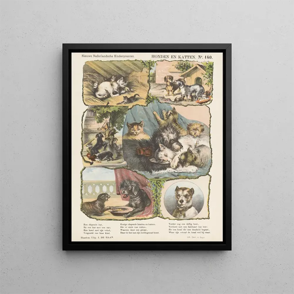Maleri Hunde og katte - Emrik Binger | Kunsttryk Source: Tableau Chiens et chats - Emrik Binger | Reproduction