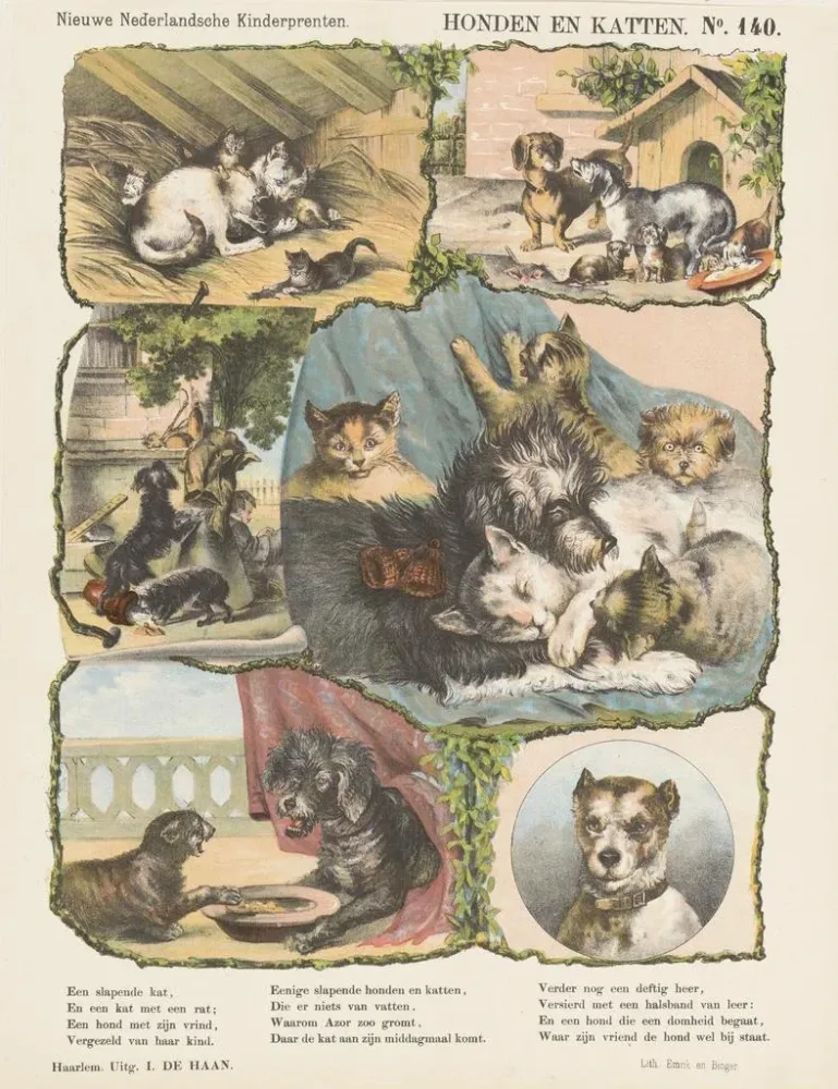 Maleri Hunde og katte - Emrik Binger | Kunsttryk Source: Tableau Chiens et chats - Emrik Binger | Reproduction