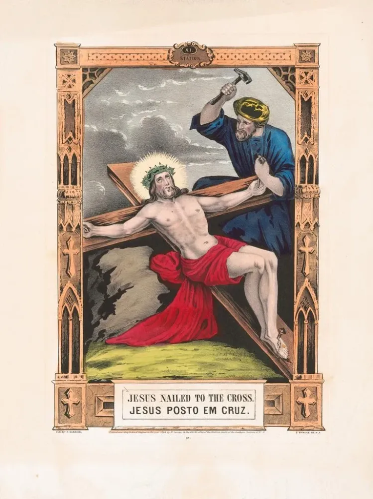 Maleri Jesus klæbet på korset - Currier & Ives | Kunsttryk
