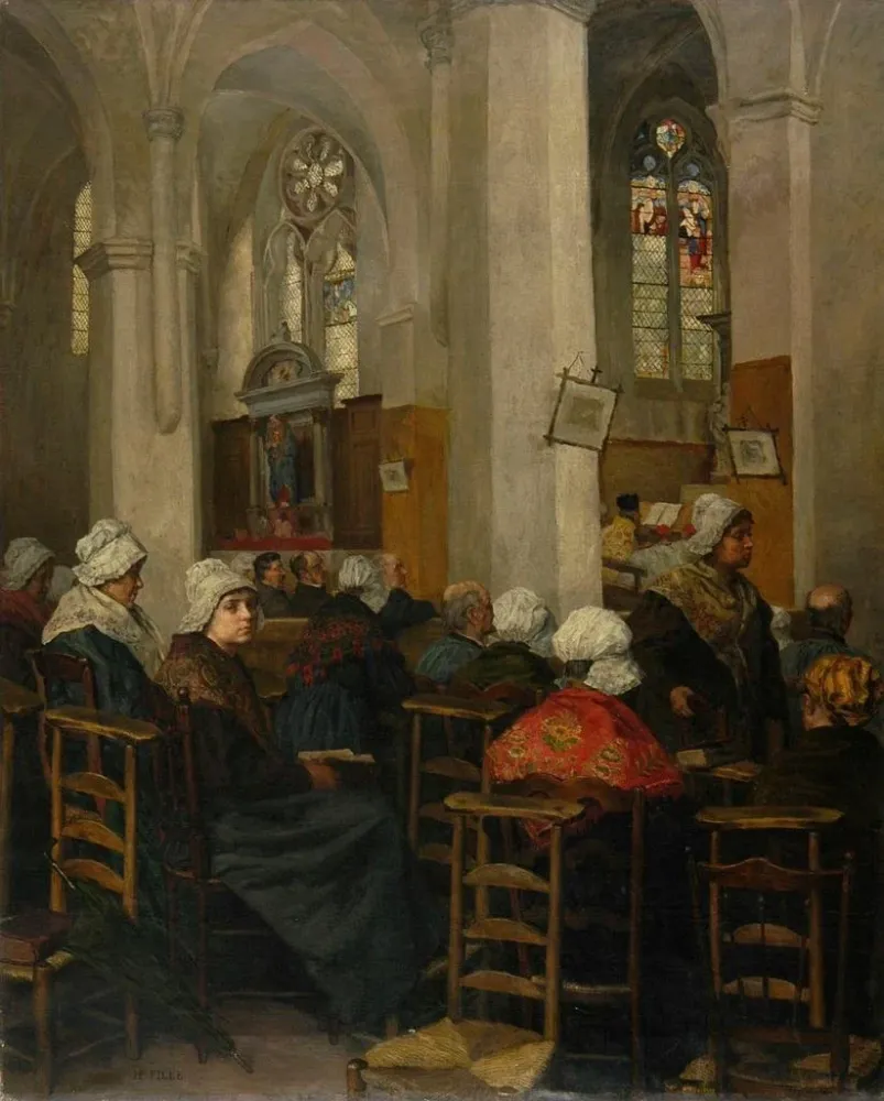 Maleri La Messe - Charles - Henri Pille | Kunsttryk