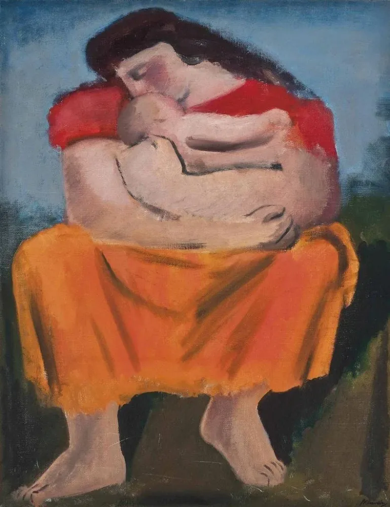 Maleri Mor og barn - Bernard Meninsky | Kunsttryk Source: Tableau Mère et enfant - Bernard Meninsky | Reproduction